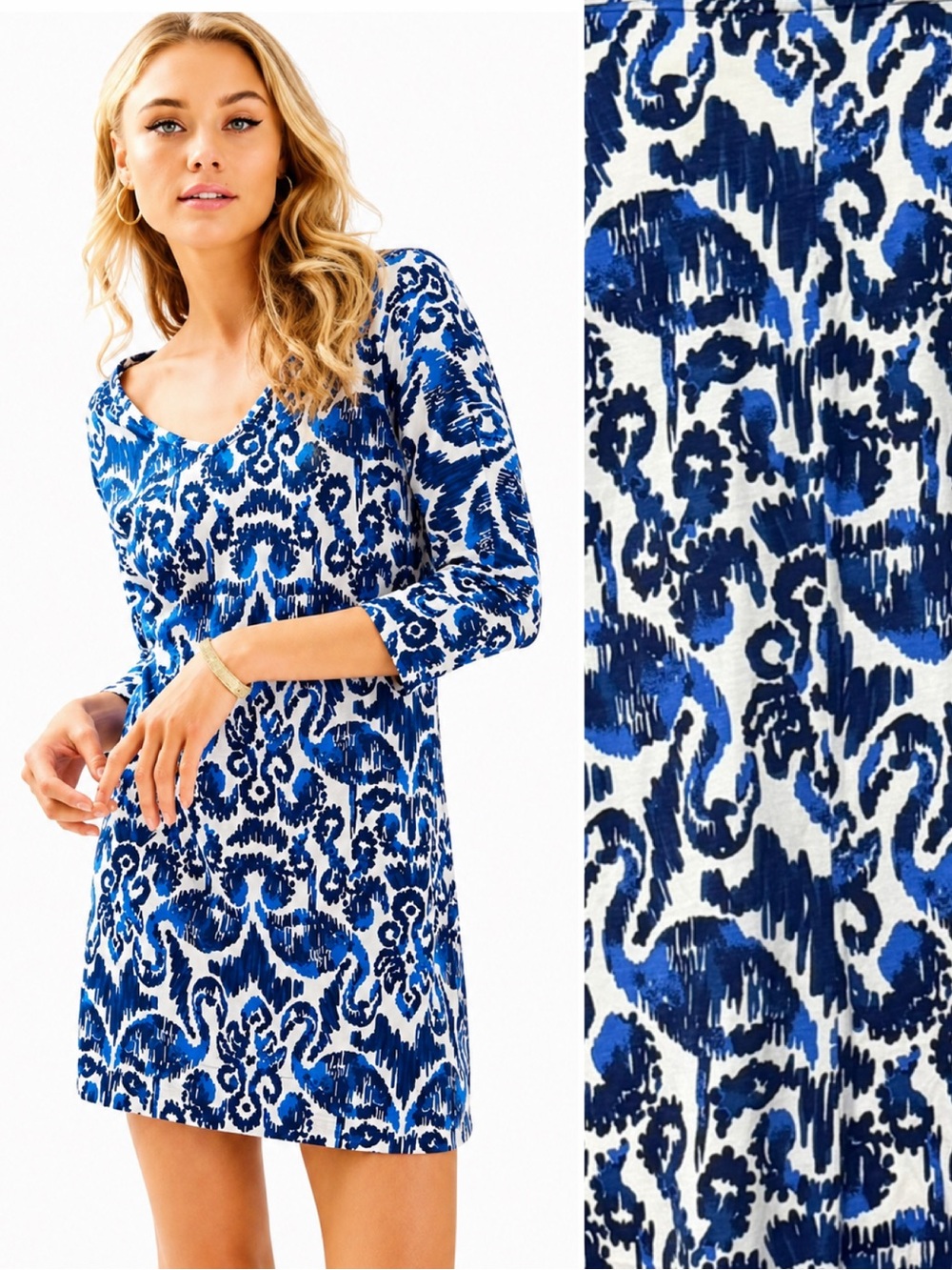 Lilly Pulitzer Cori Dress Resort Navy Beach Bathers Pima Cotton Shift Small
